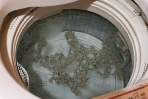 洗濯槽クリーナーによって浮いてきたゴミ